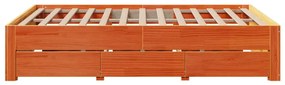 Cama sem colchão com gavetas madeira pinho maciça castanho-mel