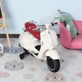 Motocicleta VESPA Elétrica acima de 3 Anos com Faróis Música 2 Rodas Auxiliares 108x49x75 cm Branco