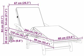 Espreguiçadeiras de Sol 2 pcs com Almofadas e Rodas Bege Madeira Sólid