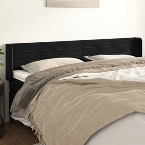 Cabeceira de cama c/ abas veludo 203x16x78/88 cm preto