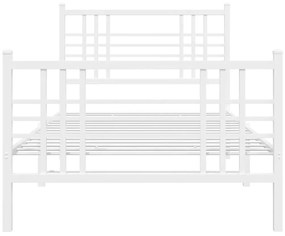 Estrutura de cama com cabeceira e pés 90x200 cm metal branco