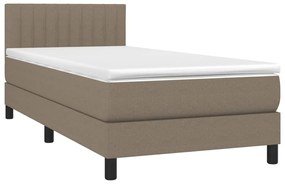 Cama box spring colchão/LED 100x200cm tecido cinza-acastanhado