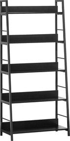 HOMCOM Estante Biblioteca de Arrumação Estilo Industrial inclinada 5 Níveis 70L x 35l x 150H cm Preto | Aosom Portugal