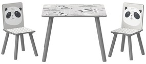 ZONEKIZ Conjunto de Mesa e Cadeiras para Crianças de 3 Peças Mesa Infantil com 2 Cadeiras Conjunto de Móveis para Atividades Cinza | Aosom Portugal