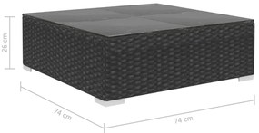 5 pcs conjunto lounge de jardim c/ almofadões vime PE preto
