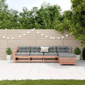 5 pcs conj. lounge jardim com almofadões madeira douglas maciça