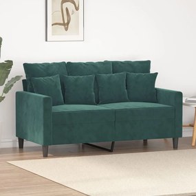 Sofá de 2 lugares 120 cm veludo verde-escuro