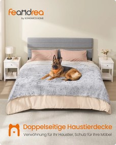 Manta para cães utilizável dos dois lados 229 x 203 cm, em tecido Sherpa cinzenta