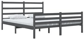 Estrutura de cama casal 135x190 cm pinho maciço cinza