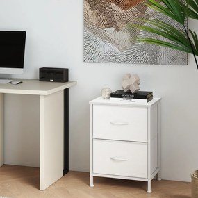 Mesa cabeçeira com 2 gavetas forradas a tecido 30 x 39,6 x 52,2 cm Branca