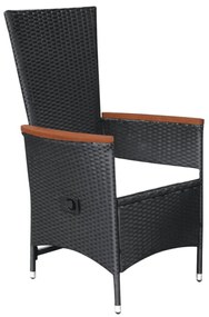 5 pcs conjunto de jantar para jardim preto