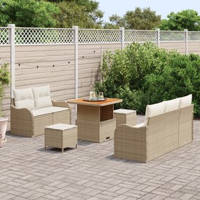Conjunto de Sofá de Jardim vidaXL 8 Peças com Almofadas Bege Poliratta