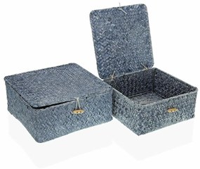 Conjunto de Cestas Versa Azul Com tampa Algas marinhas (2 pcs)