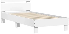 Estrutura de cama com cabeceira e luzes LED 90x200 cm branco