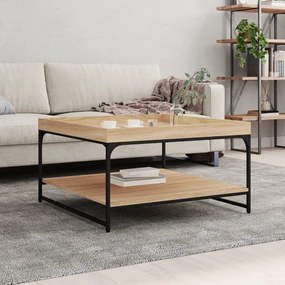 vidaXL Mesa de centro 80x80x45 cm deriv. madeira/ferro carvalho sonoma