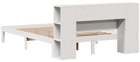 Cama com estante sem colchão 150x200 cm pinho maciço branco
