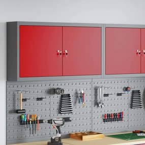 Armário de Ferramentas VidaXL Montado na Parede Vermelho 100x20x55 cm Aço