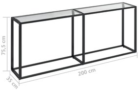 Mesa consola 200x35x75,5 cm vidro temperado transparente