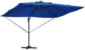 Guarda-sol Cantilever Roma da , com LEDs azuis, medindo 352x251x265 cm