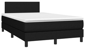 Cama box spring c/ colchão e LED 120x190 cm tecido preto