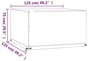 Capas p/ mobília de jardim 2 pcs 8 ilhós 125x125x75 cm quadrado