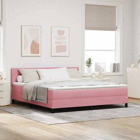 Cama Box Spring com Colchão Rosa Super King Veludo