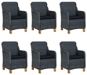 9 pcs conj. jantar exterior c/ almofadões vime PE cinza-escuro