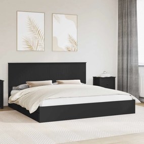 vidaXL Cama com Armazenamento Preto 200 x 200 cm Madeira processada