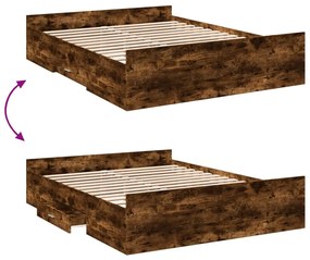 Estrutura de cama c/ gavetas derivados madeira carvalho fumado