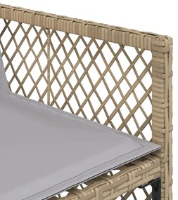 11 pcs conjunto de jantar p/ jardim com almofadões vime PE bege