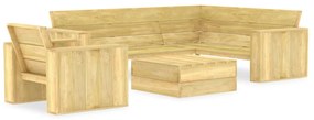 3 pcs conjunto móveis jardim madeira de pinho impregnada