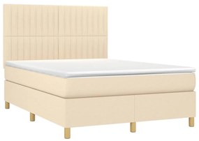 Cama com molas/colchão 140x190 cm tecido cor creme