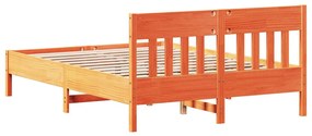 Cama sem colchão 140x190 cm pinho maciço castanho-mel