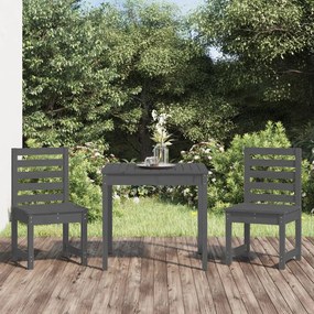 vidaXL 3 pcs conj. bistrô para jardim madeira de pinho maciça cinzento