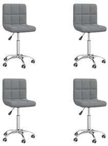 Cadeiras de jantar giratórias 4 pcs tecido cinzento-claro