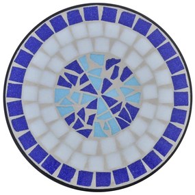 Mesa de apoio para plantas em mosaico azul e branco