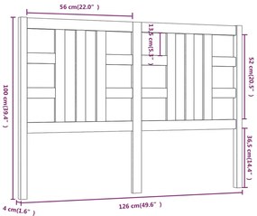 Cabeceira de cama 126x4x100 cm pinho maciço cinzento