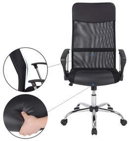 Cadeira de escritório Deluxe com encosto ergonómico 60 x 113-122 cm Preto
