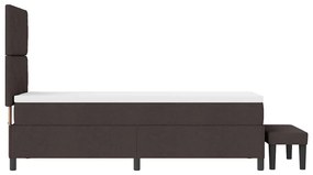 Cama Box com Colchão e Banco Castanho Escuro 80x200 cm Tecido
