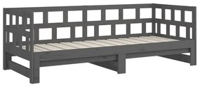 Estrutura sofá-cama de puxar pinho maciço cinza 2x(90x190) cm