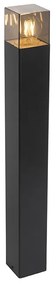 Candeeiro de pé exterior preto 70 cm IP44 com vidro fumê - Denmark