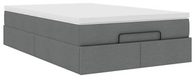 Estrutura cama otomana colchão 120x200cm tecido cinzento escuro