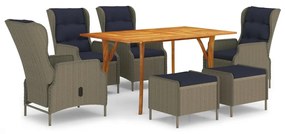 vidaXL 7 pcs conjunto de jantar de jardim castanho