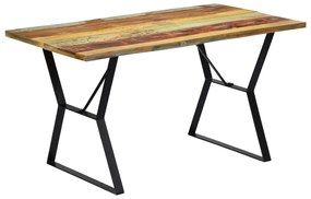 Mesa de jantar 140x80x76 cm madeira recuperada maciça