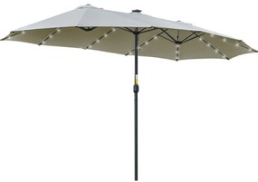 Chapéu de Sol Duplo de Jardim com 48 Luzes LED Solar 450x265x240cm Cha