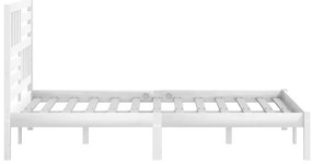 Estrutura de cama 140x200 cm madeira de pinho maciça branco