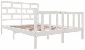 Estrutura de cama 140x200 cm madeira de pinho maciça branco