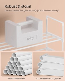 Sapateira com 3 níveis 30 x 92 x 55 cm para 16-20 pares de sapatos branca