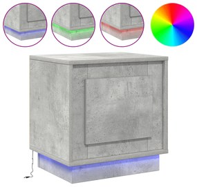 Criado-mudo com Luzes LED Cinza Betão 44x34,5x45 cm