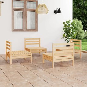 vidaXL 4 pcs conjunto lounge de jardim pinho maciço